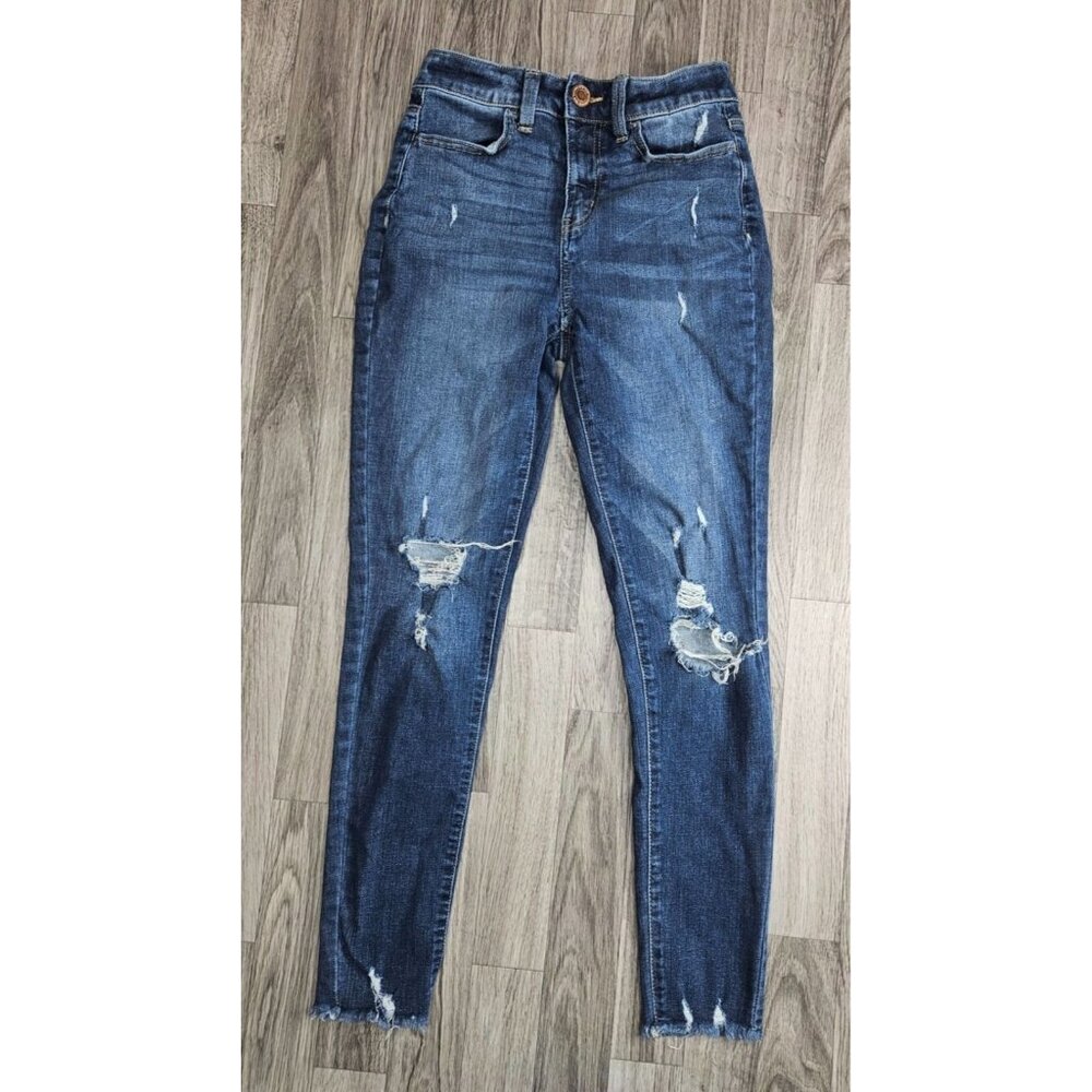 SO Size 3 / 26 High Rise Skinny Distressed Denim Blue Jeans Jeggings